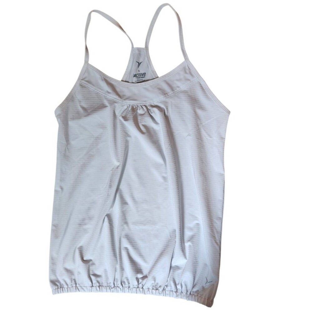 Old Navy Women's Active Loose Racerback Tank Top Size S White Elastic Hem